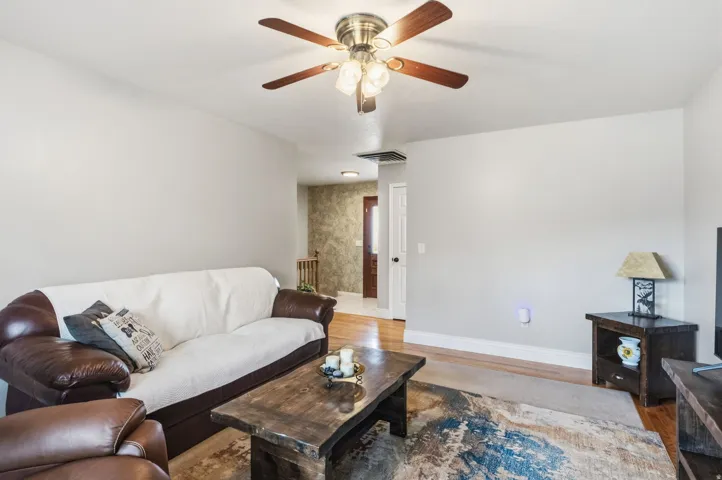 Wood-finish flooring with light-toned walls