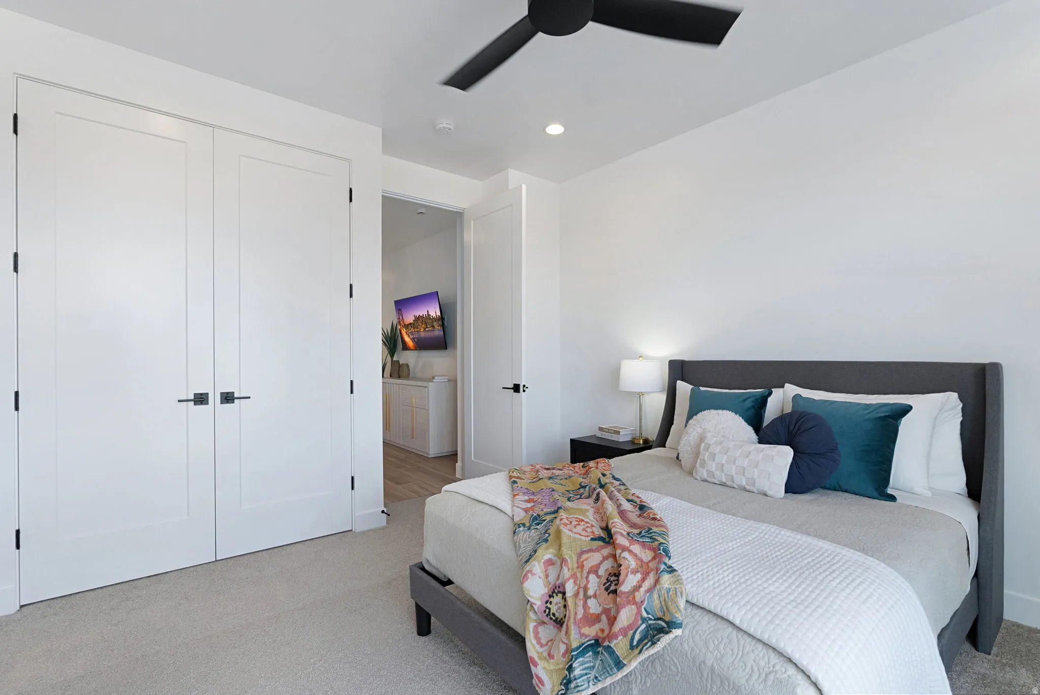 White double doors with matte black hardware
