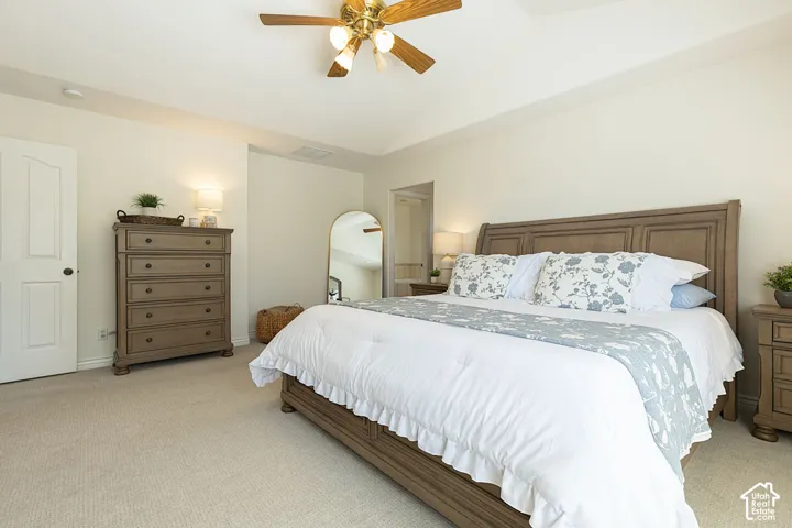 Tray ceiling with a ceiling fan
