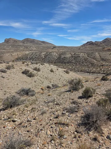 Expansive desert terrain with distant mountain formations under a clear sky