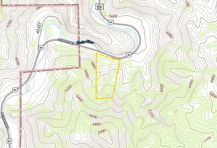 Topographic Map. Illustrating the property's elevation contours and surrounding geographical features