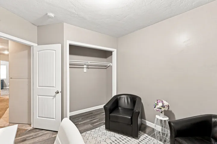 Built-in closet with shelving and hanging rods