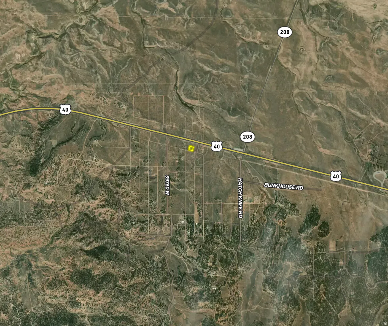 Aerial Map. Depicting the property's location relative to roads and surrounding geographical features