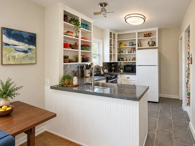 Spacious kitchen and dining area with plenty of storage
