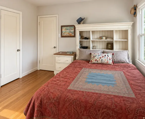 Bedroom on main with hardwood flooring