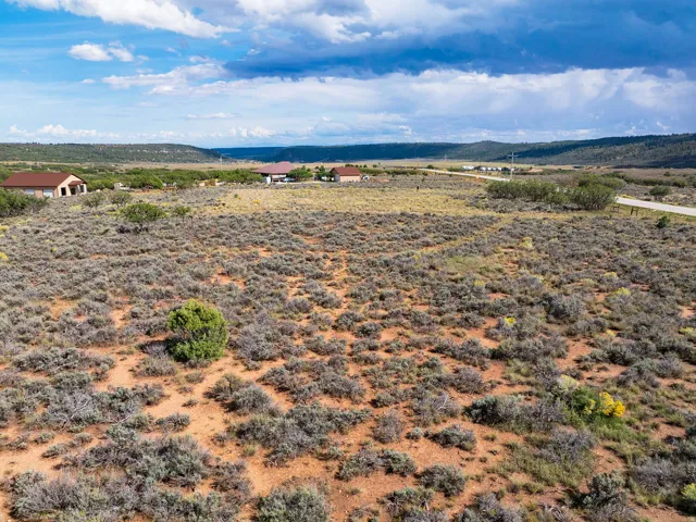 Expansive open terrain featuring natural shrubbery and distant structures