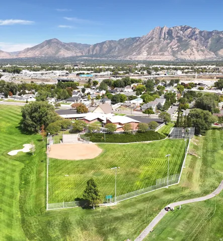 Baseball field on southwest portion of the property runs adjacent to golf course.