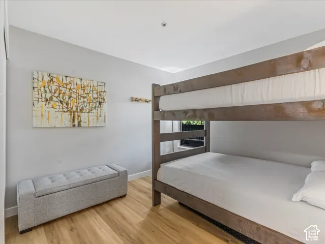 Wood-finish flooring with a neutral wall color