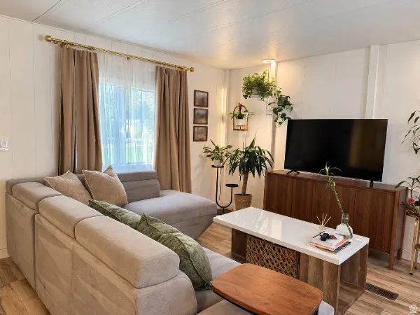 Wood-finish flooring throughout