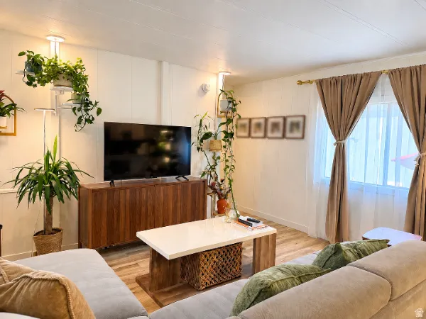 Wood-finish flooring throughout