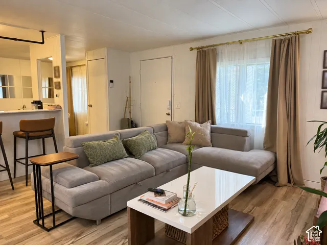 Wood-finish flooring throughout