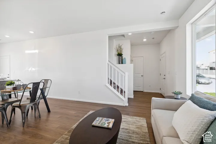 Wood-finish flooring throughout the main living areas
