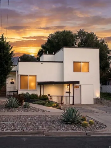Art Deco/International style home with a freshly updated exterior.