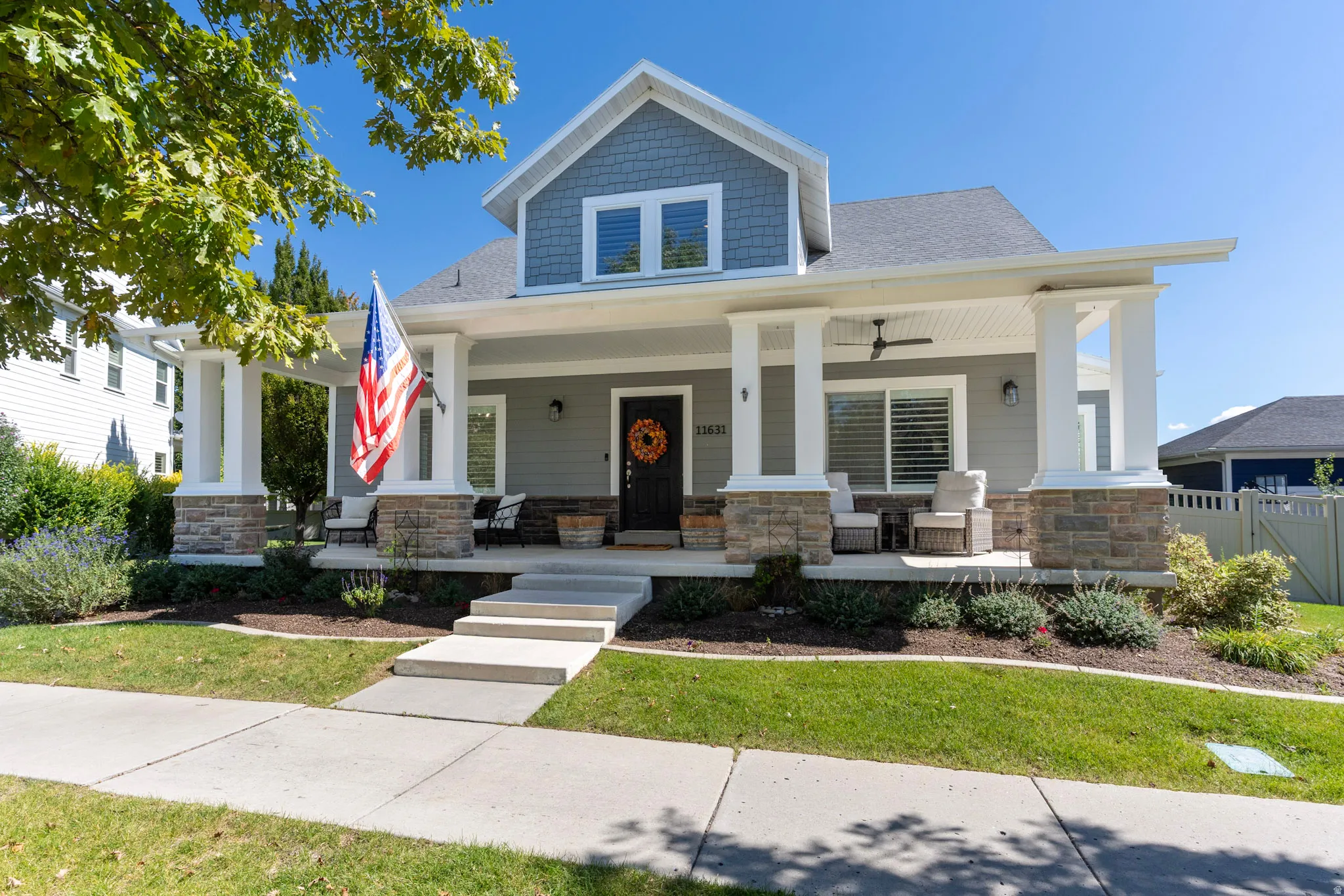 Clapboard & stone exterior
