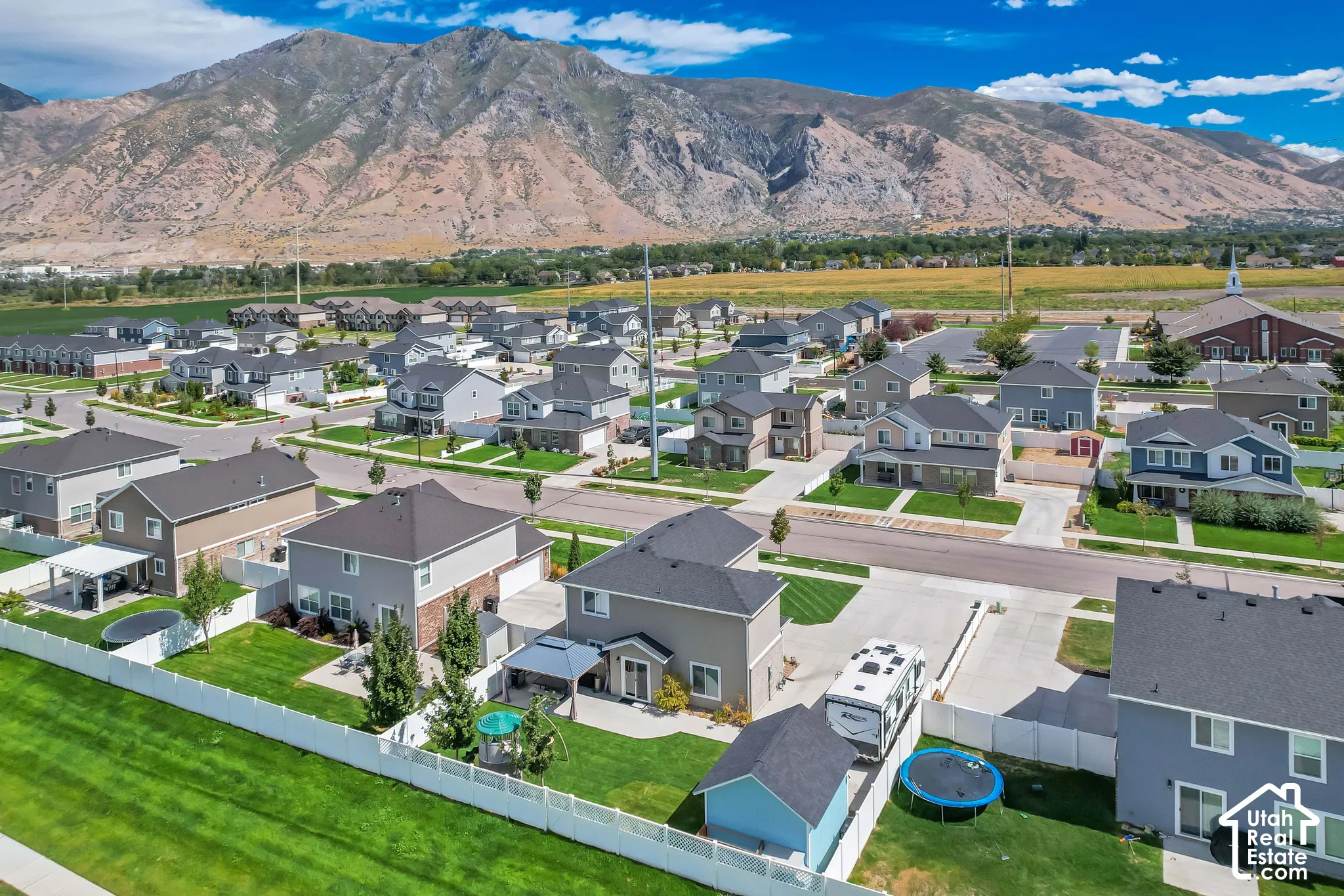 Expansive residential area with a prominent mountain backdrop