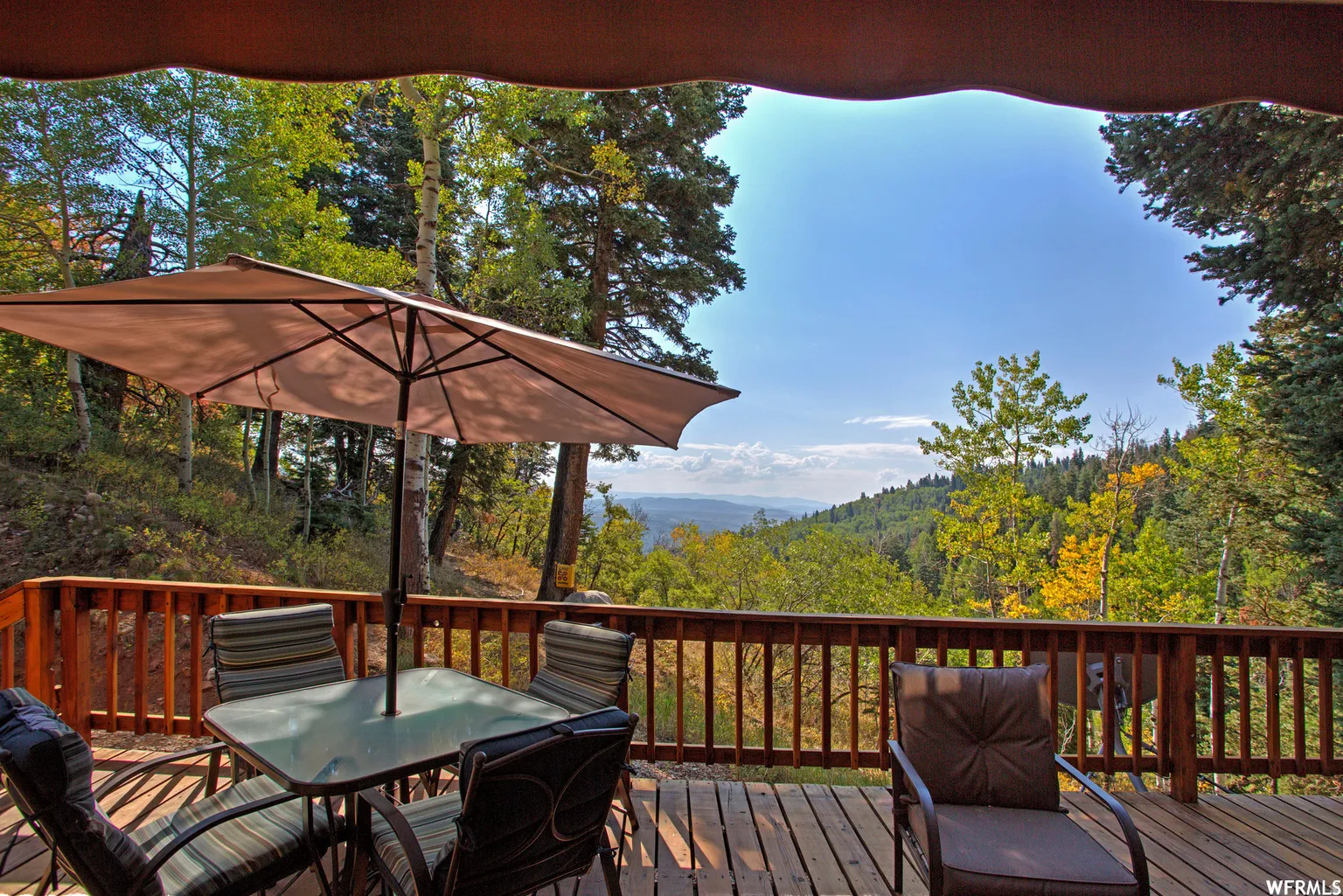 Expansive outdoor deck featuring wood flooring and a sturdy wood railing