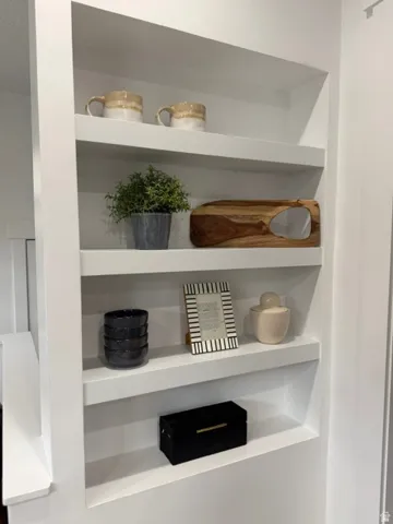 Built-in shelving with multiple display levels