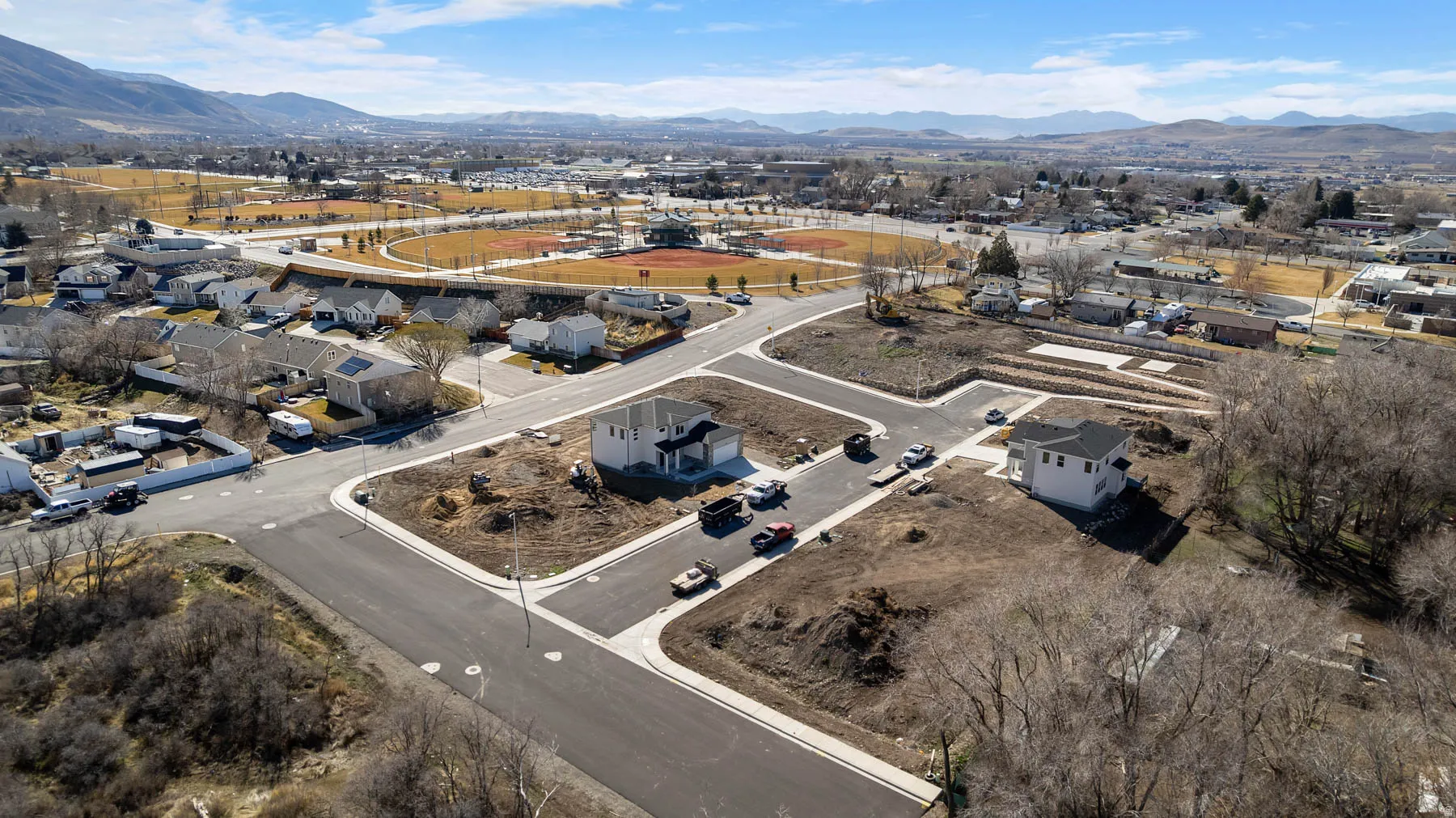 Newly paved roads providing access to developing properties