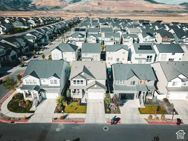 Modern residential development with a mountain backdrop