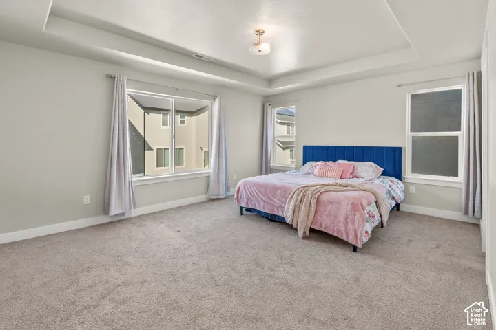 Tray ceiling with a central flush mount light fixture
