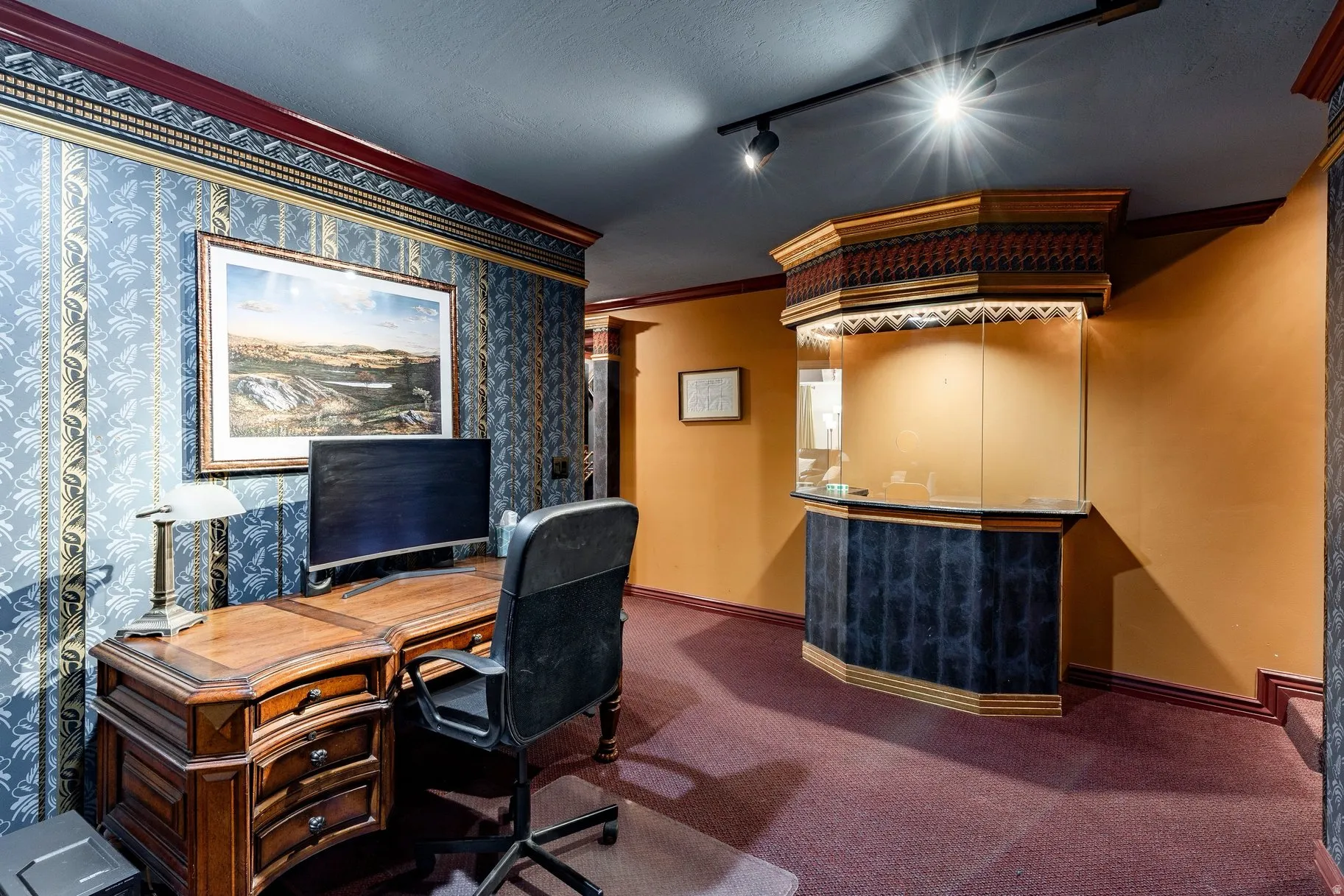Office and area near the movie room
