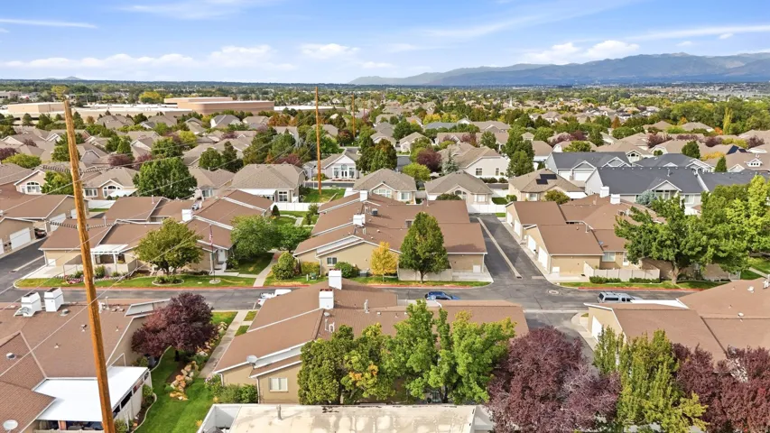 Expansive residential neighborhood with uniform brown rooftops