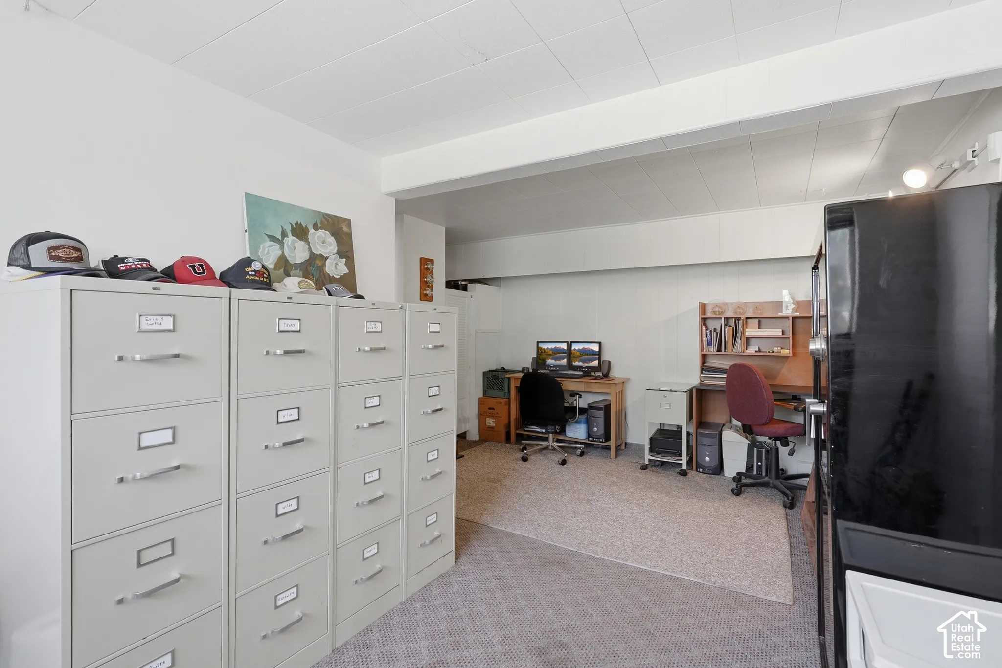 Basement office.