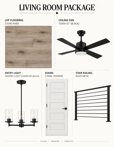 Product Specification Sheet. Detailing interior finish selections for the property