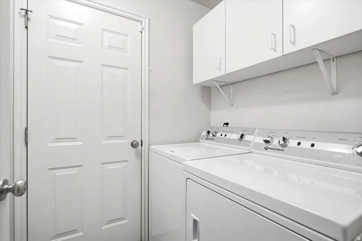White cabinetry and shelving for storage