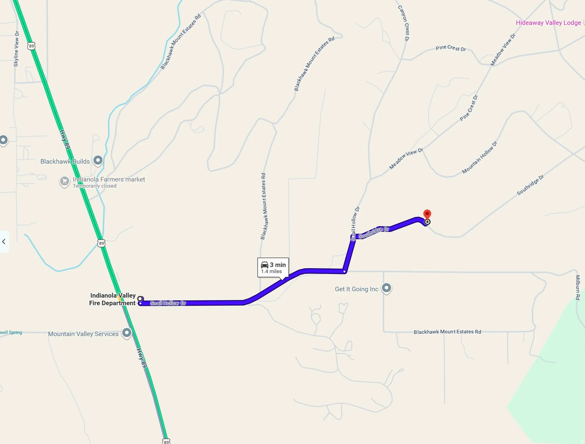 Map. Depicting a route to the property from a specified starting point