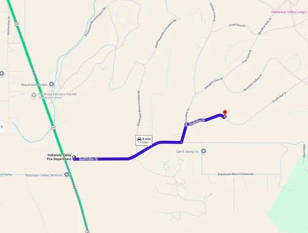 Map. Depicting a route to the property from a specified starting point