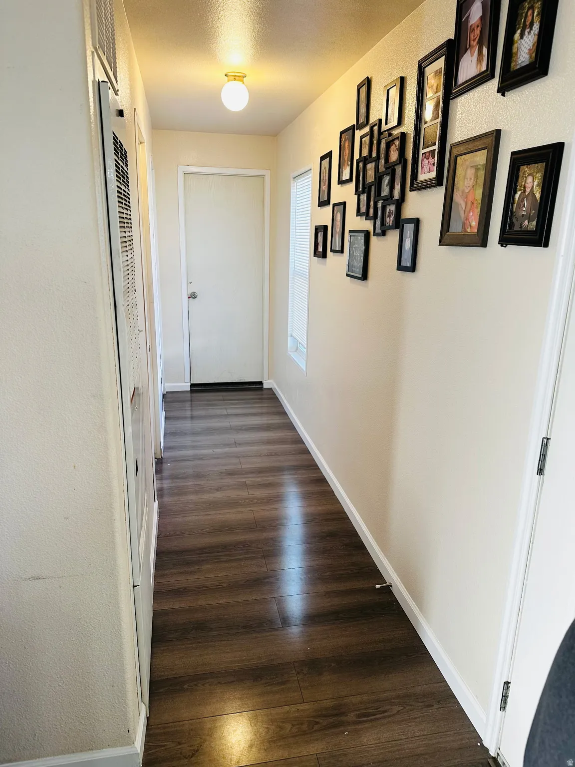 Wood-finish flooring throughout, complemented by a flush-mount ceiling light fixture