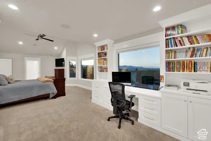 Primary Bedroom.  Built-in desk with integrated shelving and cabinetry