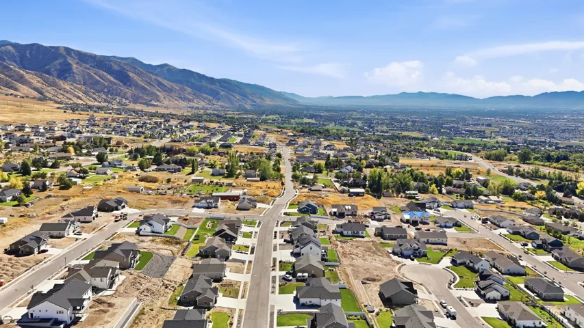 Expansive neighborhood with established residential properties and mountain backdrop