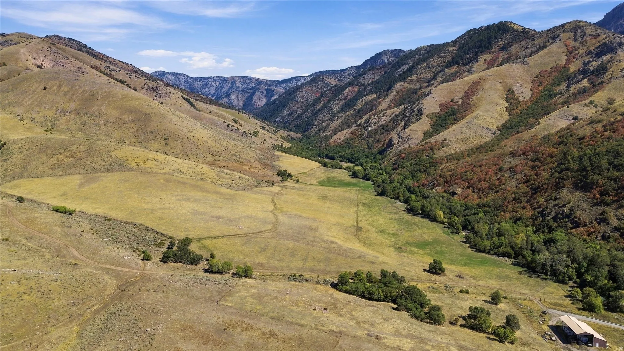 Expansive valley terrain featuring natural foliage and distant mountain ranges