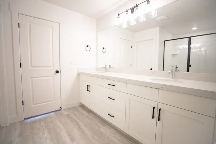 Primary bathroom with huge walk-in shower