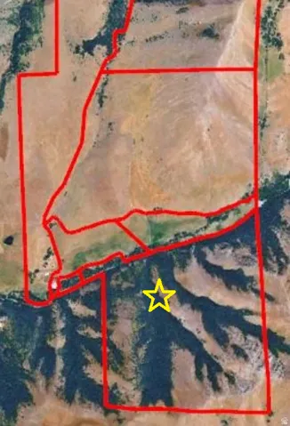 Property boundary map. Indicating the perimeter of the property with a marked point of interest