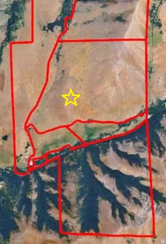 Aerial Map. Showing the boundaries of the property with a marked point of interest