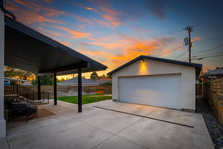 Covered patio and extra length garage