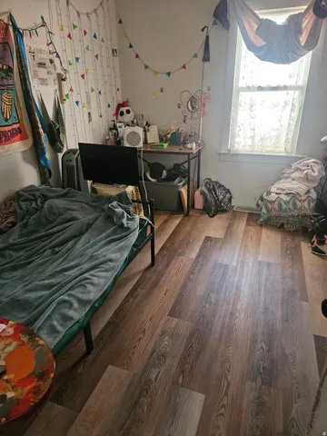 Wood-finish flooring throughout