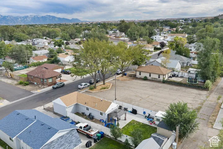 Aerial view of the backyard.