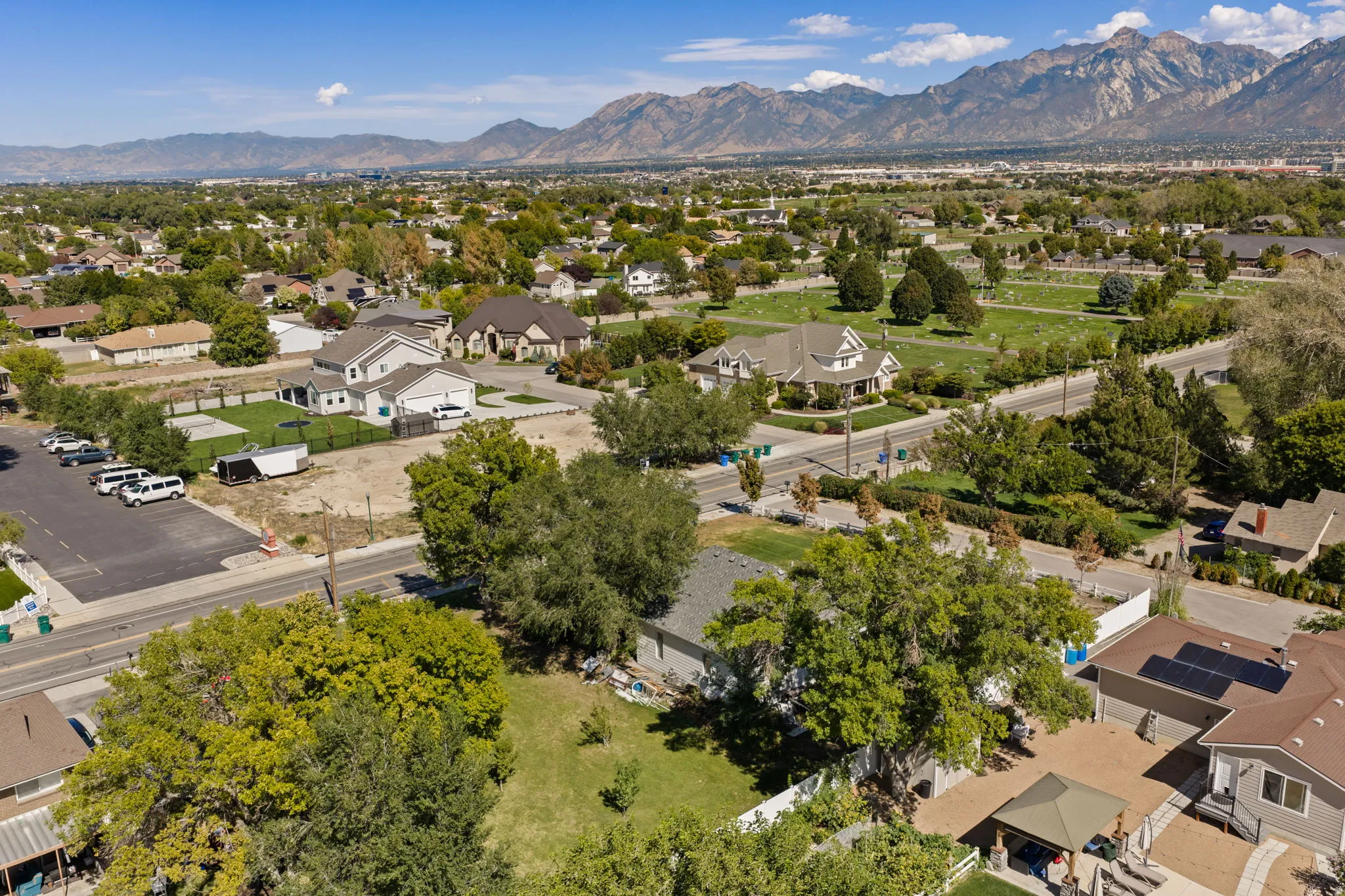Expansive residential area with a mountain backdrop