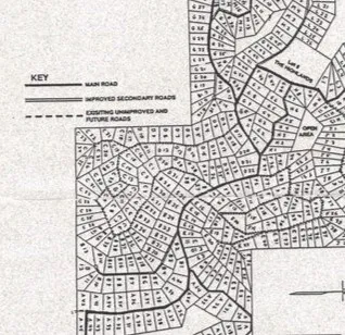 Plat Map. Illustrating the property's divisions, road classifications, and lot designations