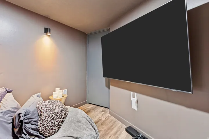 Wall-mounted television with minimal wiring