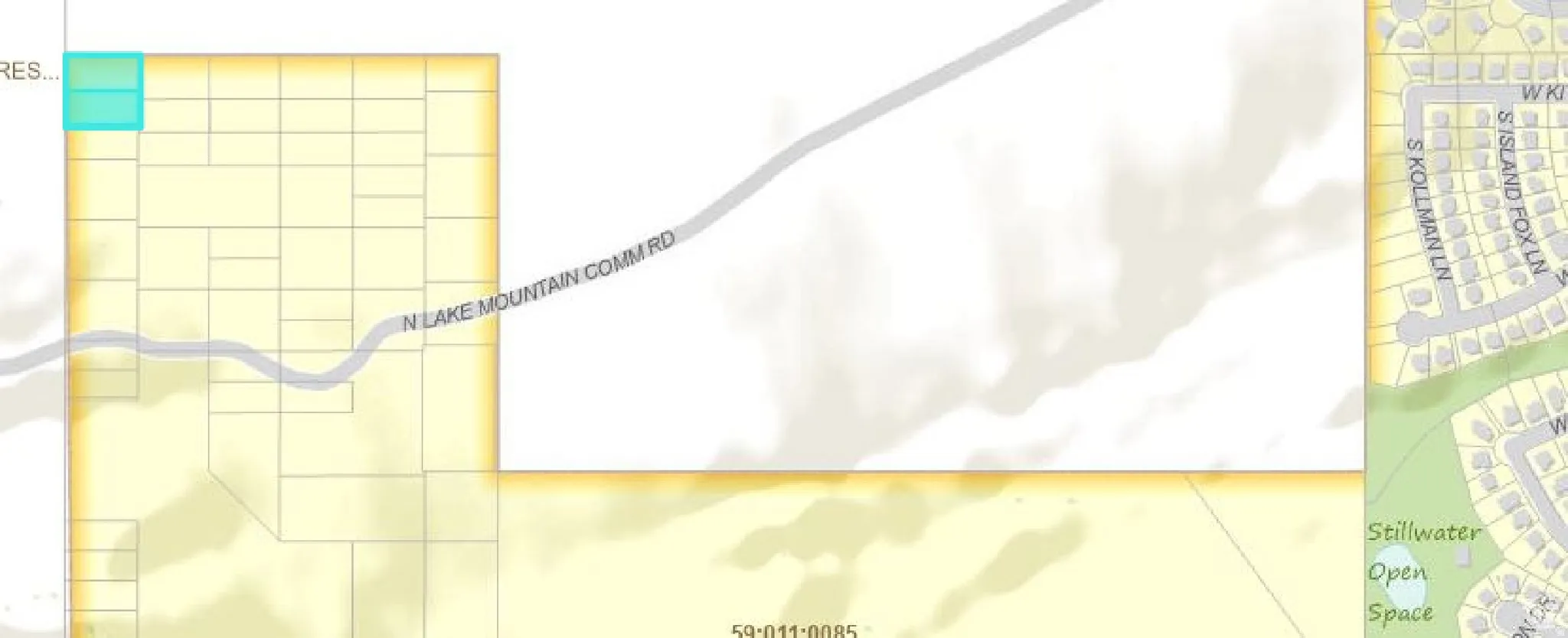 Property Map. Displaying the geographic layout of the property including roads and open spaces