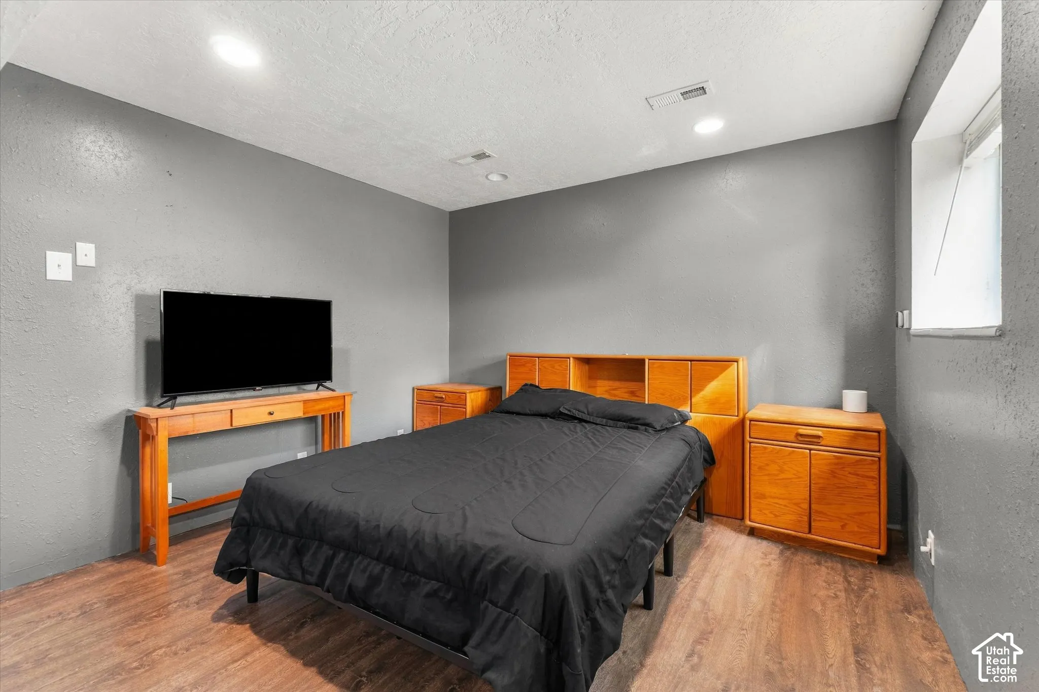 Wood-finish flooring with recessed lighting