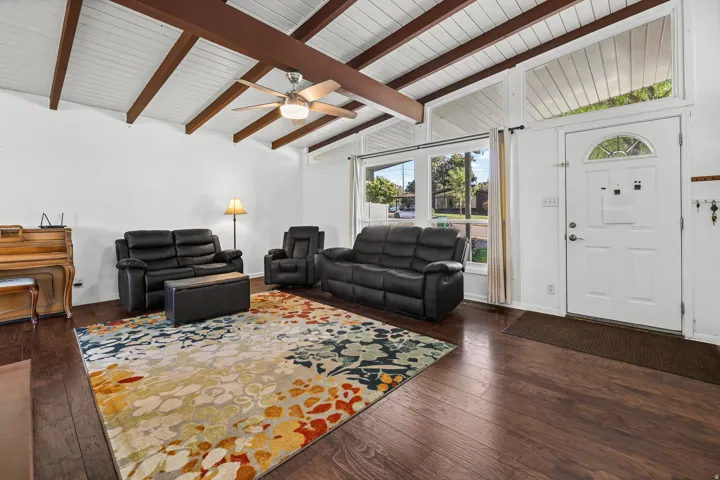 You'll Love the Open Vaulted Ceiling with Beams