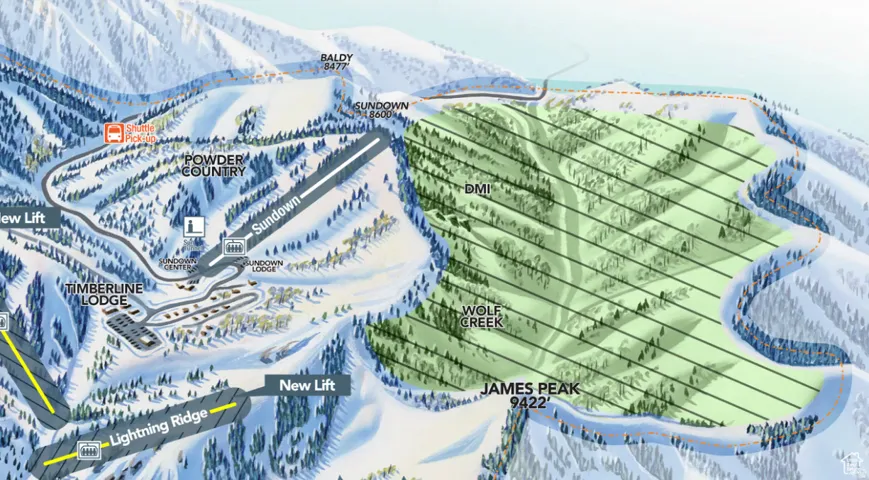 Site Map. Overview of the property’s topographical features and infrastructure, including designated areas and elevations
