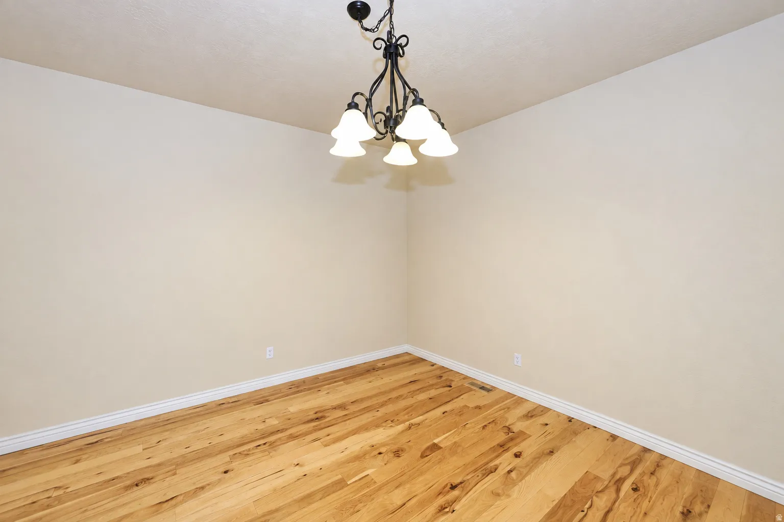 Wood-finish flooring with white trim