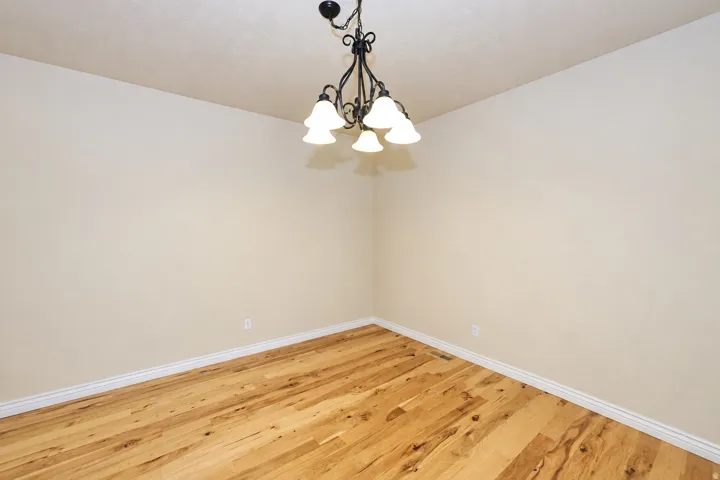 Wood-finish flooring with white trim